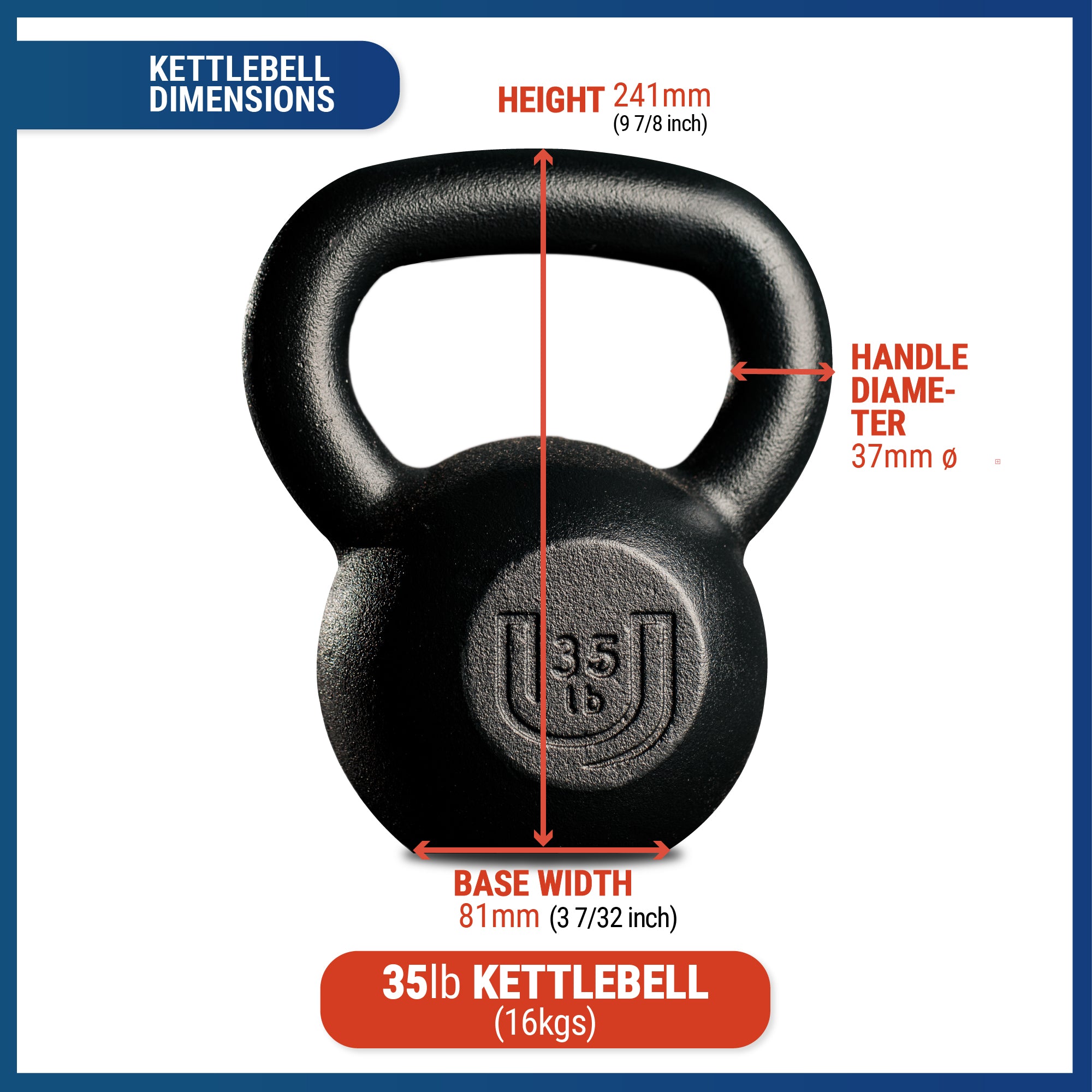 35lb Kettlebell (16kg) American Cast Iron - Fast Flat Rate – USA Iron Kettlebells
